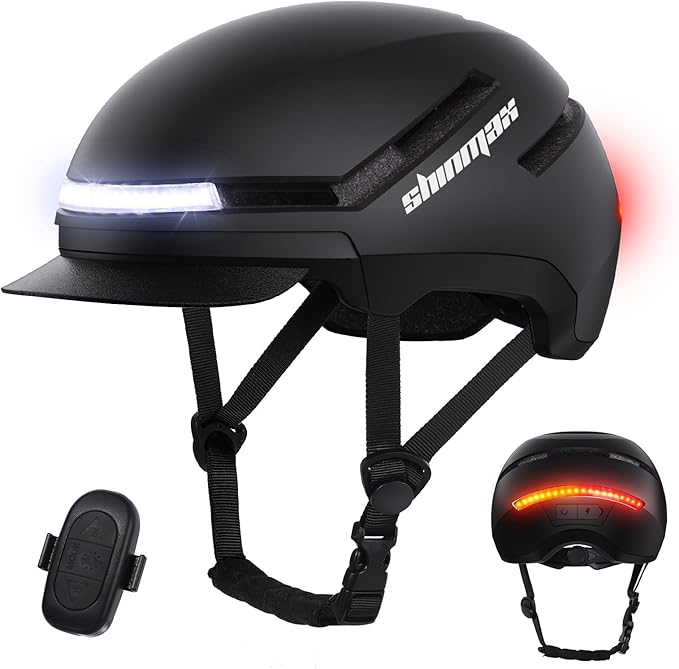 Shinmax Bike Helmet with Turn Signals, NTA Certified up to 45km/h, Bicycle Helmet for Men Women with USB Rechargeable Rear Light, Viser, Cycling Helmet for E-Bike & S-Pedelec,Scooter, Commuter, Adults