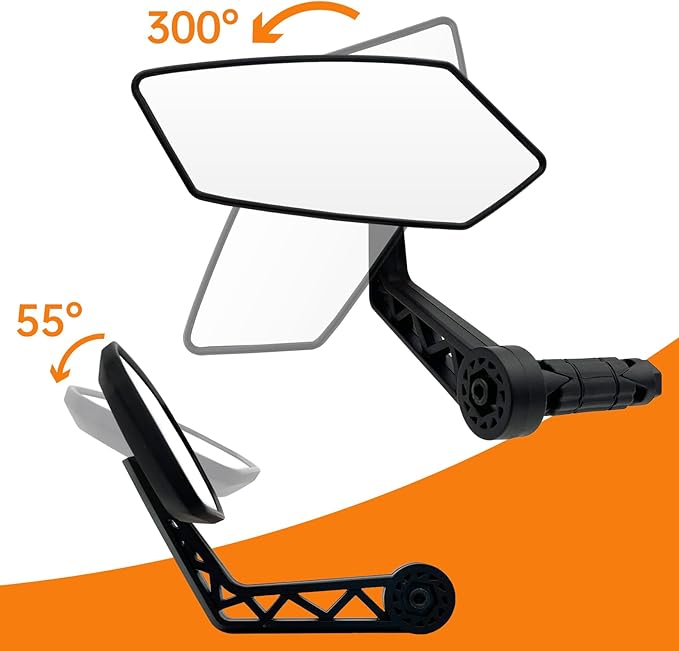 2PCS Bike Mirror, HD Glass Bicycle Mirrors for Handlebar Mount, Adjustable Bar End Bike Rear View Mirror, Scratch Resistant Handlebar Mirrors for E-bike & Scooter (Left&Right 0.59-0.78")