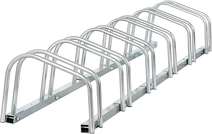 F2C 1-6 Bike Floor Parking Rack Adjustable Bicycle Stand Organizer for Garage Storage, Indoor and Outdoor Silver
