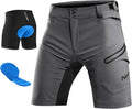 Nepest Mens Mountain Bike Shorts 3D Padded MTB Bicycle Riding Cycling Short Padding Liner Baggy Quick Dry,Zip Pockets