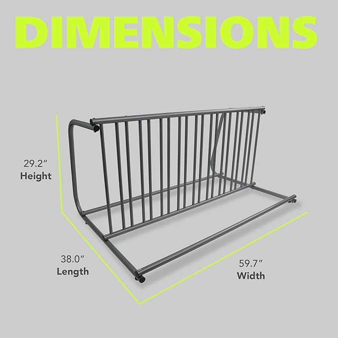 Pearington 10-Bike Floor Rack, Heavy-Duty Dual-Sided Steel Bicycle Storage Stand, Holds 10 Bikes, 59" Wide, Freestanding Organizer for Garages, Events, Streets, and Yards
