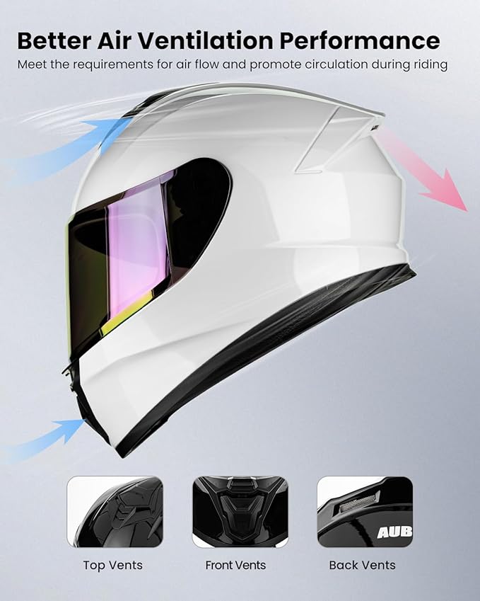 Motorcycle Helmets for Adult Men Women, Full Face Lightweight Street Bike Racing DOT Helmet with Extra Clear Visor Model AU-T801