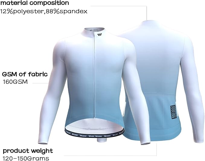 Men's Cycling Jerseys Long Sleeve Bike Biking Shirts Full Zip with Pockets Road Bicycle Clothing
