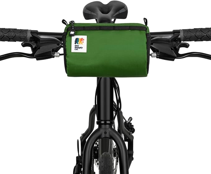 Handlebar Bike Bag – Water-Resistant Hard Shell with Quick-Access Zipper, Side Mesh Pockets, and Spacious Storage – Ideal for Cycling, Commuting, and Adventure Rides (Green)