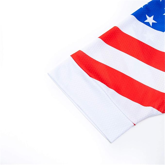 JPOJPO USA Cycling Jersey Men Short Sleeve Bike Shirts Biking Jersey Summer American Bicycle Tops with 3 Pockets Reflective