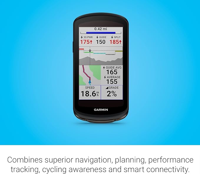 Garmin Edge® 1040 Solar, GPS Bike Computer with Solar Charging Capabilities, On and Off-Road, Spot-On Accuracy, Long-Lasting Battery, Device Only