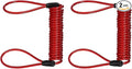 2-Pack Disc Lock Security Steel Cable, 59inch/1500mm PVC Coated Spring Reminder Wire Anti-Theft Rope for Outdoors Protection/Bicycle U-Lock, Motorcycle Reminder Cable [Red]