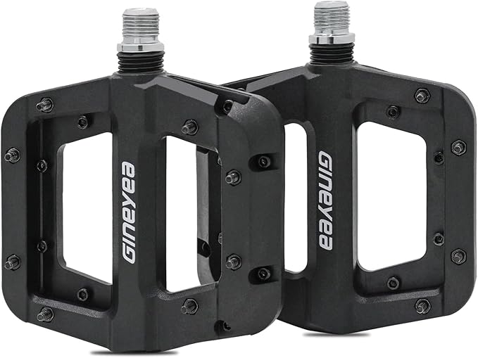 Bike Pedals, Universal Fit 9/16" Non-Slip Lightweight Nylon Fiber Bicycle Pedals Wide Flat Platform for Road Mountain BMX MTB Bike