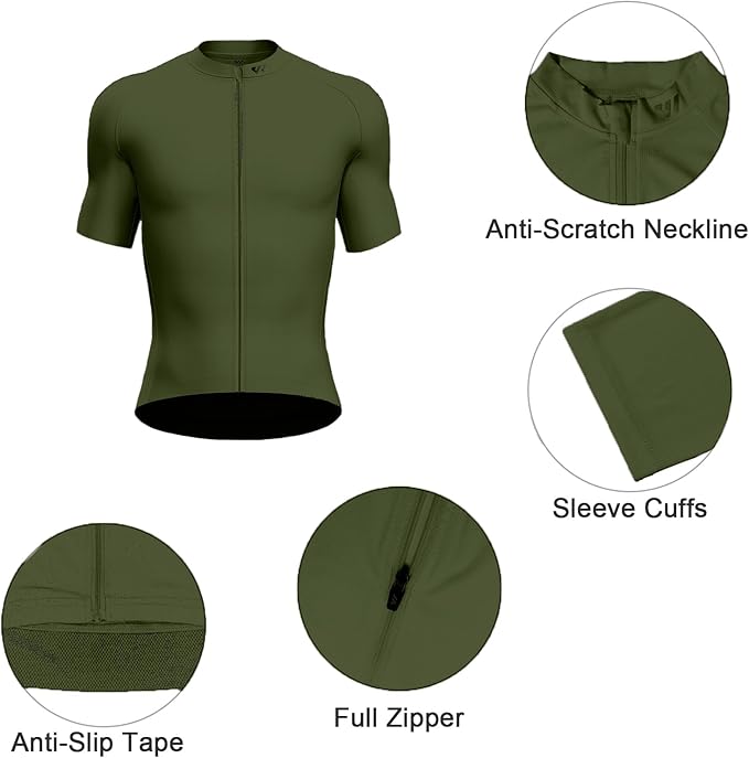 Lo.gas Cycling Jersey Men Short Sleeve, Road Bike Jerseys Full Zipper with Pockets, Bicycle Clothing Breathable Quick Dry