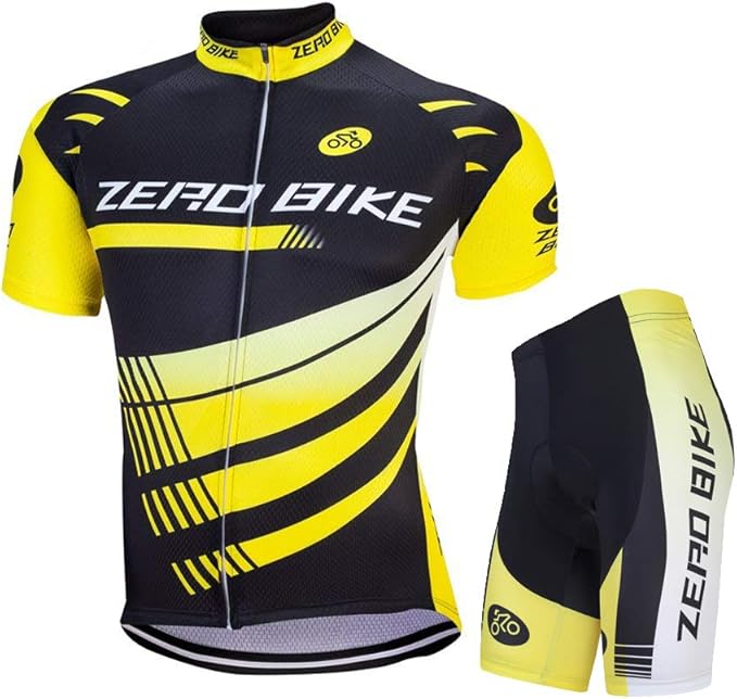 Men's Short Sleeve Breathable Cycling Jersey Set 3D Padded Bicycle Shorts Sportswear Suit Quick Dry