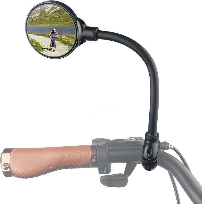 Bike Mirror, Bicycle Rear View Handlebar Mirrors Wide Angle Acrylic Convex Safety Adjustable Rotatable Scratch Resistant Shockproof Aluminum Tube Bike Mirrors for Mountain/Kids/Ebike Bikes （1 piece）