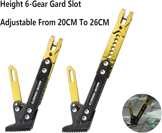 Universal Motorcycle Kickstand Adjustable Foot Side Support Parking Kickstand for Electric Motorbike Parking Foot Side Support Stand (Gold)