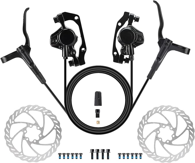Hydraulic Disc Brake Set for Mountain Bike, Front and Rear Brakes, 160mm Rotor, 800mm/1600mm Cable Length