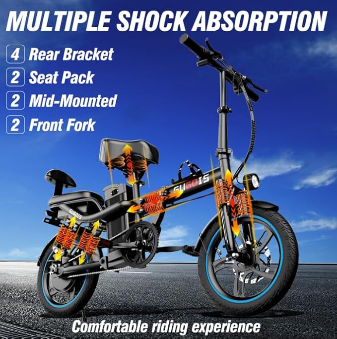 Electric Bike for Adults,750/1000W Motor E-Bike,28/30 MPH,748.8/960 Wh Removable Battery,25-45Miles,16/20in Commuter Ebikes,Full Suspension Electric Bicycles for Adults -2 Seater