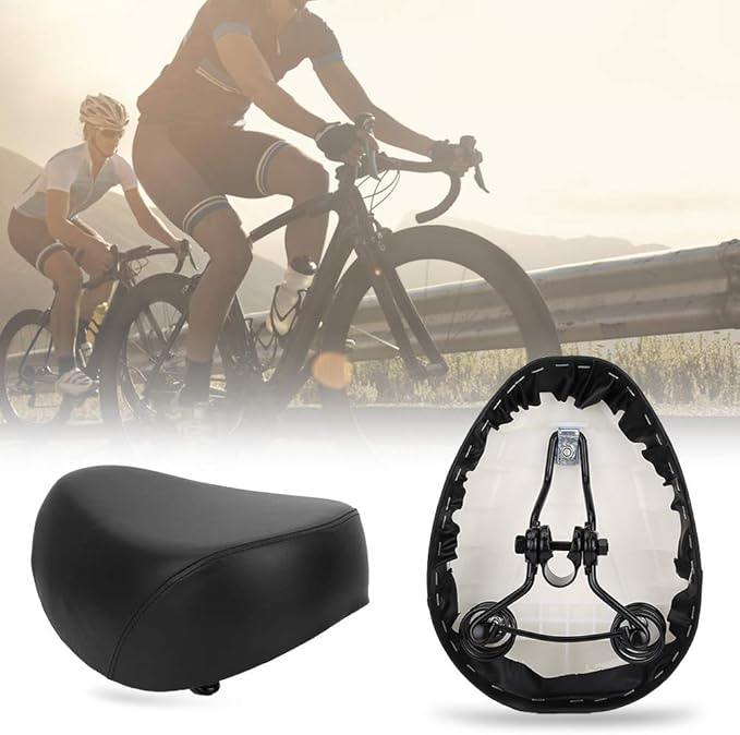 Bike Saddle, Shockproof Folding Anti-Slip Lightweight Durable Comfort Saddle Easy Install for Electric Bike Commuters Cyclists Urban Riders Touring Trips City Commutes