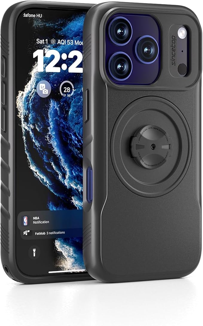 Bike Phone Case for iPhone 17 Pro – Shockproof & Slim with Built-in Lock, Compatible with Garmin-Style Mounts, Quick-Release for Road & MTB Cycling