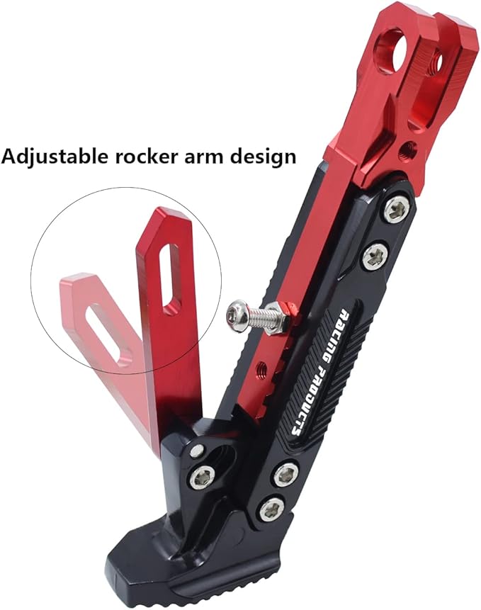Universal Motorcycle Kickstand Adjustable Foot Side Support Parking Kickstand for Electric Motorbike Parking Foot Side Support Stand (Red)