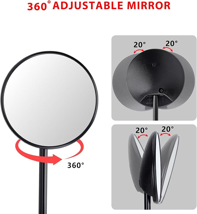 Universal 2Pcs Round Motorcycle Mirrors, Motorcycle Rearview Mirrors Side Mirrors with 8mm Bolt, 7/8" Handlebar Mount M8 Copatible with ATV, Dirt bike, Scooter, Moped, E-Bike