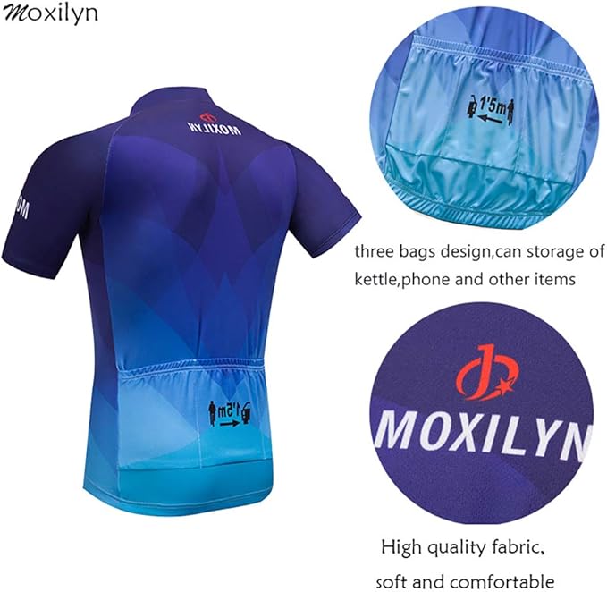 MOXILYN Men's Cycling Jersey Full Zip Riding Clothing Mountain Bike Tops Quick Dry - Bike Shirts