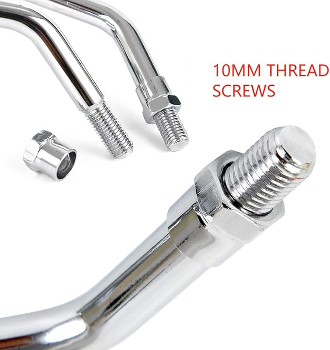 10 mm Bolt Chrome Motorcycle Universal Handlebar Rear view Side Mirrors Compatible with Harley Kawasaki Suzuki Aprilia Street Bike Cruiser Scooter Mirror SIZE: 125mm X 70mm (Chrome Silver)