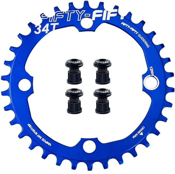 FIFTY-FIFTY Round 104BCD Chainring, 30T 32T 34T 36T Narrow Wide Mountain Bike Chainring, Single Chainring for 9/10/11-Speed with 4 Alloy Chainring Bolts for MTB