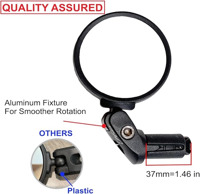 Hafny Bar End Bike Mirror – Unbreakable Stainless Steel Lens, 62mm Diameter (2-Pack), Universal Fit for Road, MTB & E-Bikes