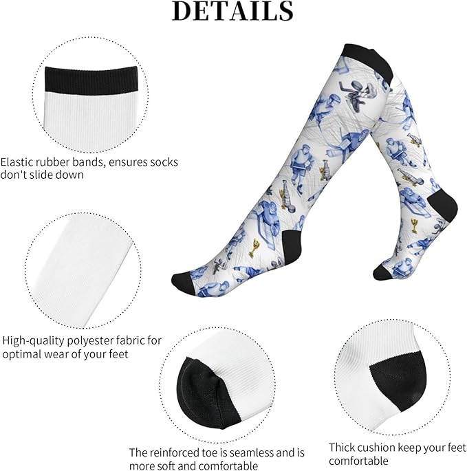 bassyil Compression Socks for Women & Men Circulation 15-20 mmHg Knee High Best Support for Nurses Travel Running Athletic