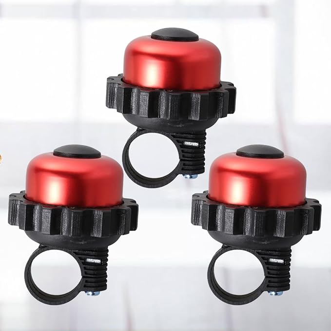 3pcs Rotating Loud Bike Bell Horn Set, Red Vintage Bicycle Bell Accessories for Mountain Biking and Road Cycling Handlebar