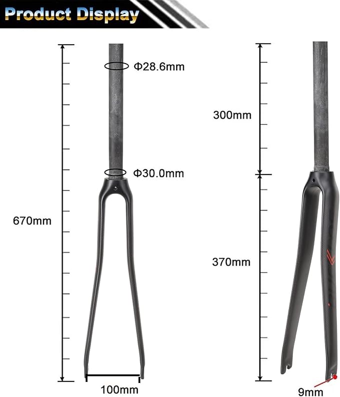 BUCKLOS 28.6mm 700C Full Carbon Fiber Road Bike Rigid Fork, C-Type Clamp Brake, 1-1/8 Threadless Straight Tube Superlight 3K T800 Bicycle Front Fork