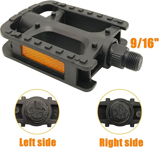 Bike Pedals, 9/16" Non-Slip Bike Pedals with Reflectors, Bicycle Pedals for Road Bike, BMX, Folding Bikes, Urban Bikes, Adult Bicycle