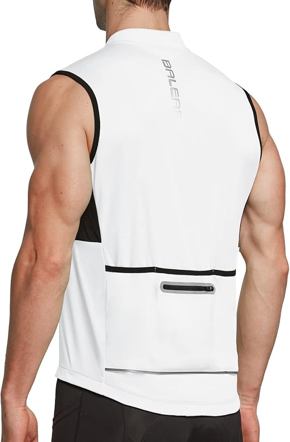 baleaf Men's Sleeveless Cycling Jersey Road Bike Shirt Bicycle Biking Tank Tops Full Zip Pockets SPF UPF50+