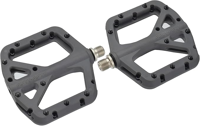 FIFTY-FIFTY Mountain Bike Pedals, Non-Slip MTB Nylon Composite, 9/16" Bicycle Pedals, Lightweight and Wide Flat Platform