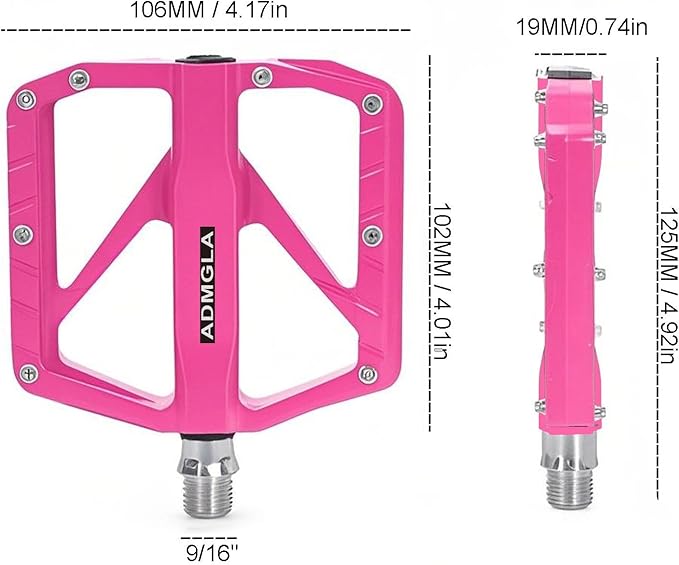 Mountain Bike Pedals, Aluminum Alloy, Pink and Black