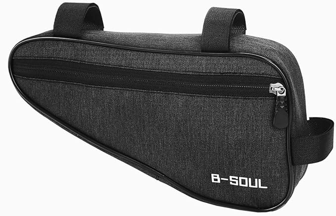 VEDA Waterproof Bike Triangle Frame Bag – 26 x 14 x 6 cm Slim Top Tube Saddle Bag with Zipper – Compact Bicycle Storage Pouch for Tools & Phone