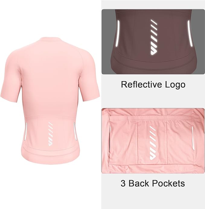 Lo.gas Cycling Jersey Men Short Sleeve, Road Bike Jerseys Full Zipper with Pockets, Bicycle Clothing Breathable Quick Dry