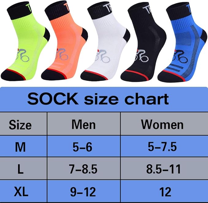 Ultrafun 10Pack Sports Cycling Socks Colorful Anti Smell Ankle Running Athletic Socks (5Pack, X-Large)