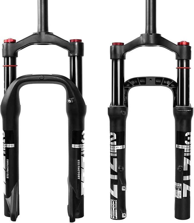 ZTZ 20 * 4.0 inch Fat Tire Air Suspension Fork - 130mm Travel, 135mm Spacing Hub, 9mm QR, Crown Lockout,Ultralight Fat Tire Bike Front Fork, Fit for Snow Beach XC Mountain Bikes