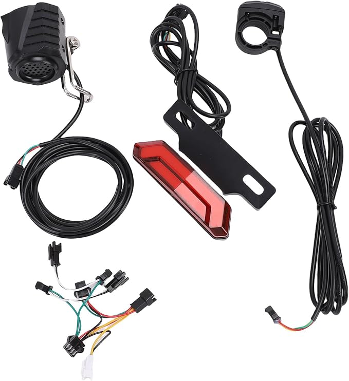 Electric Bike Light Set, Powerful LED Front Rear Warning Lights Kit with 5 Pin Switch Button, for Most Electric Folding Bikes