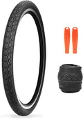 MEGHNA Bike Tire 20/24/26/27.5 inch Foldable Replacement Cruiser Bike Tire Mountain Bike Groove Anti-Slip with Tire Lever for Kids Hybrid Bike