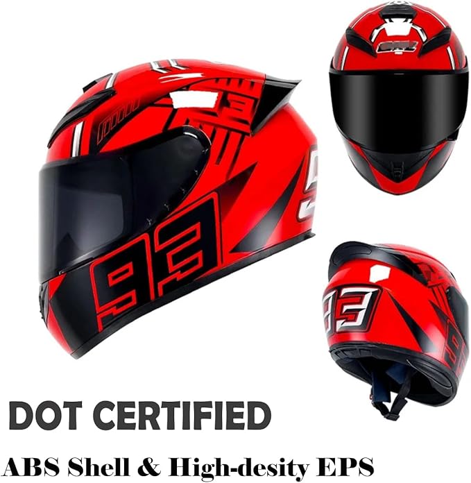 Full Face Motorcycle Helmet Racing Motocross Helmets with Pinlock Compatible Clear&Tinted Visors DOT Model Approved Street Bike Helmet