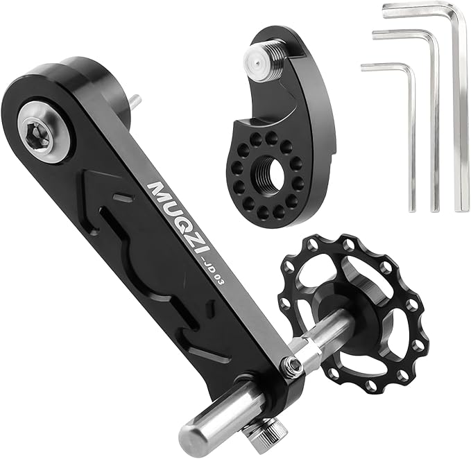 MUQZI Single Speed Chain Tensioner, Upgraded Bike Chain Tension Adjuster Aluminum Alloy Adjustable Bike Chain Tension Idlers Guide for MTB Road Bicycle Single Speed Converter
