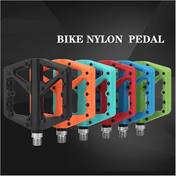 Bicycle Pedals Nylon Footrest Flat Mountain Bike Paddle Grip Pedalen Bearings Footboards Cycling Foot Hold(Bianchi-green)