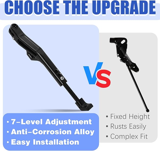 Adjustable Kickstand Foot Side Stand Support for Surron Light Bee X/S E-Ride Pro S SR SS Talaria Sting E-Ride Pro (Black)