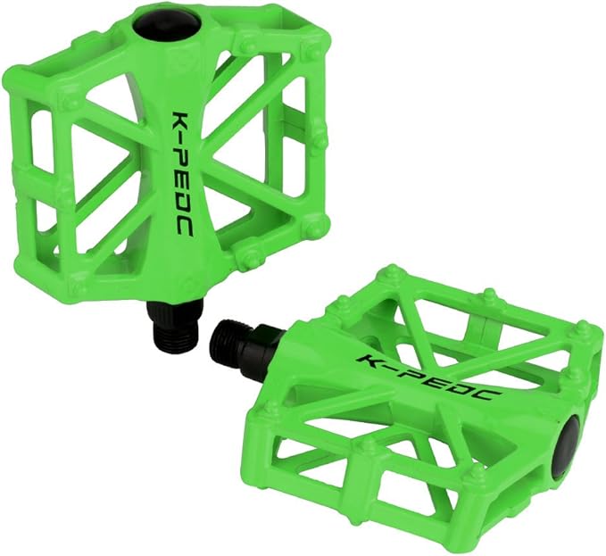 Aluminium CNC Bike Pedals 9/16", Lightweight Mountain Road Bike Pedal with 16 Anti-Skid Pins Bicycle Pedals for MTB BMX
