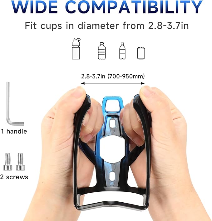 KOMCLUB Bike Water Bottle Holder Ultralight & Sturdy Bike Water Bottle Cage Universal Bike Cup Holder Rack for Bicycle, MTB, Mountain, Gravel, Road, eBike | Adult/Kids Black