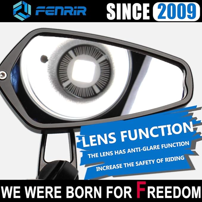 FENRIR CNC Aluminum Alloy Cafe Racer Black Motorcycle Bar End Mirrors Side Folding 22MM 7/8" inch Handlebar Mirror Universal Rear View For M6/M8 Standard Super Sport Naked Street Bike Scooter Minimoto