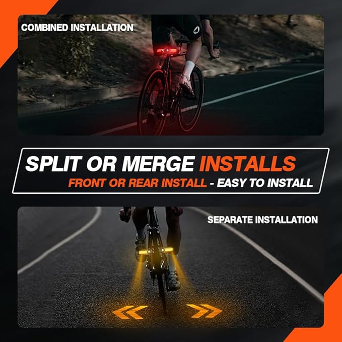 Teguangmei Upgrade Bike Tail Light with Projection USB Rechargeable Bike Turn Signals 150 Lumen Ultra Bright Turn Signals for Bicycle with Alarm Horn Bicycle Rear Light for Night Riding, 5 Mode