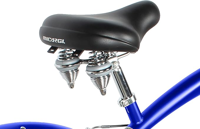 MICARGI Rover Lightweight Beach Cruiser Bike for Men, Adult,24 Inch Wheels, Featuring Steel Step-Over Step Through Steel Frame, 7 Speed Coaster Brake, Hybrid Bike, Complete Cruiser Bikes, Blue