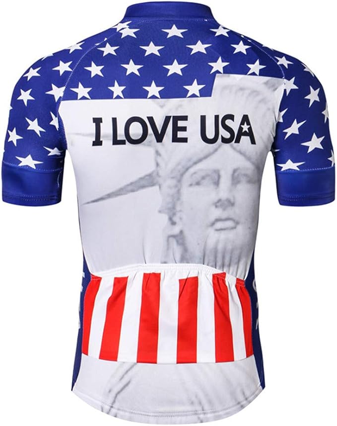 JPOJPO USA Cycling Jersey Men Road Bike Shirt Summer Biking Tops Short Sleeve Bicycle Clothes Cycle Wear Breathable