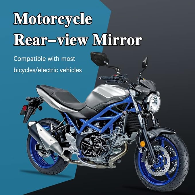 ASUBHA 2PCS Motorcycle Mirrors, Motorcycle Mirrors for Handlebar, Convex Handlebar Rear View Side Mirror with M8 M10 Bolt, Wide Angle Rear View Mirror Car Accessories for Scooter ATV UTV Dirt Bike